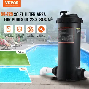 VEVOR Cartridge Pool Filter, 50-725Sq. Ft  22-300m³ Pool Filter Area Inground Pool Filter, Above Ground Swimming Pool Filtration Filter System with Upgrade Filter &Leak-proof, for Hot Tubs, Spa, Inflatable Pool
