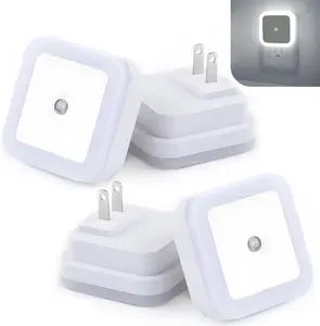 Night Light 0.5W Plug in Night Light Smart Sensor Dusk to Dawn Sensor LED Lamp，Bright Nightlight Auto-On/Off for Kitchen,Bathroom,Bedroom,Hallway,6 Pack (White/Wram)