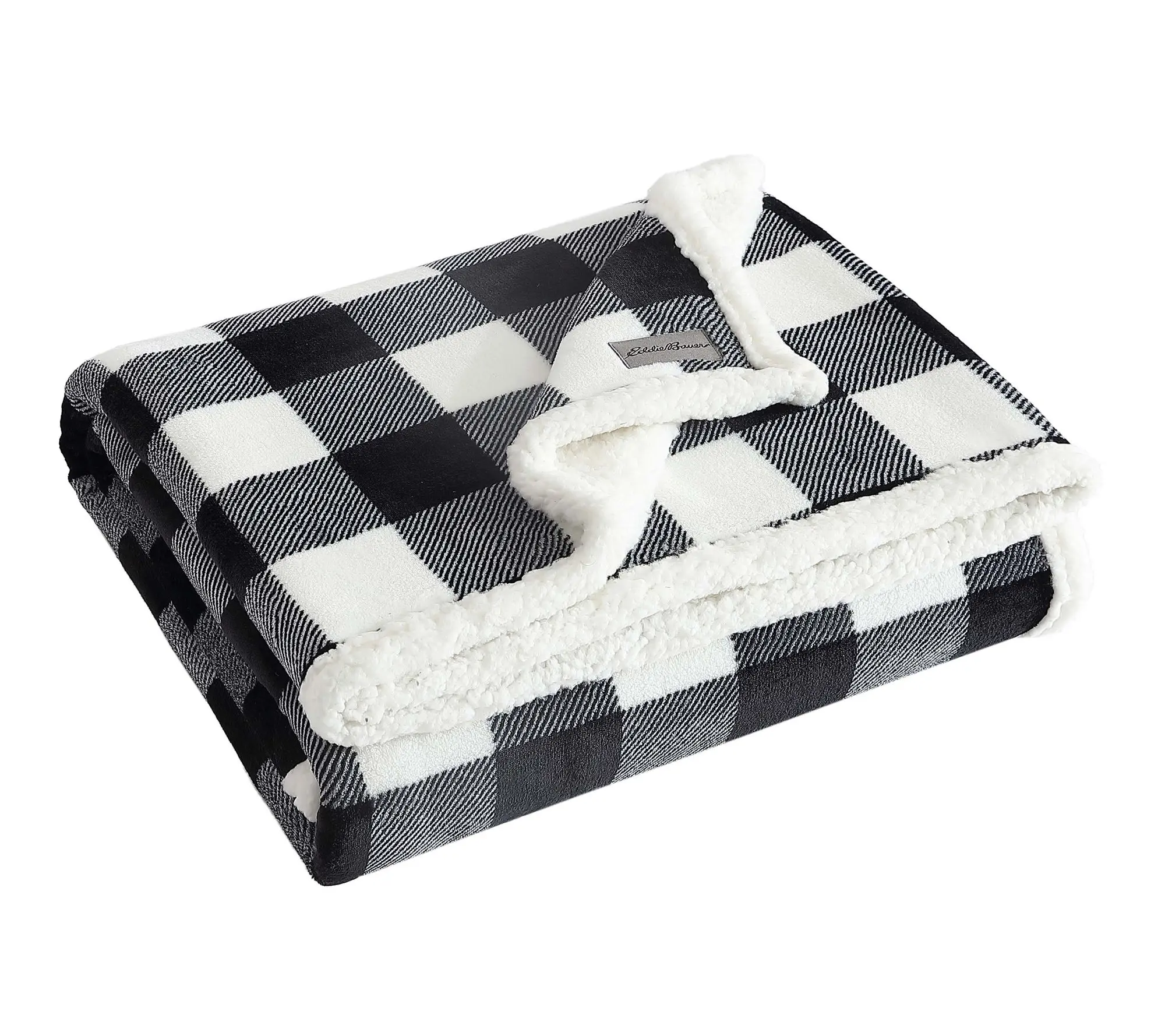 Eddie Bauer Cabin Plaid Black Cotton 50"X60" Throw
