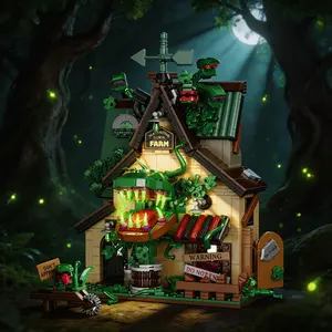 Glow-in-the-Dark Cannibal Flower Building Set | 1128PCS Mechanical Monster House, Gear-Driven Snapping Jaws, Gothic Botanical Decor, Spooky Gift for Teens & Adults Age 8+