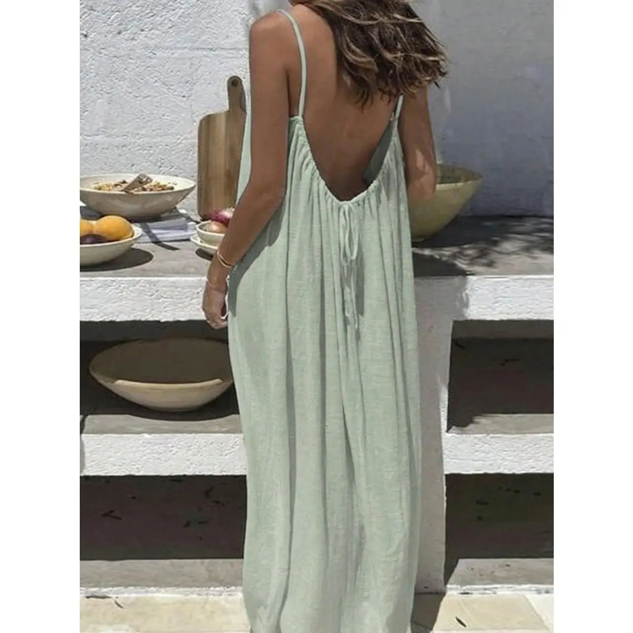 2026 Silk Crepe Wrapback Halter Long Dress Sexy Casual Dress 2026 Silk Crepe Wrapback Halter Long Dress Sexy Casual Dress
