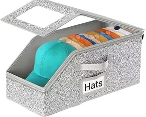 Stackable Baseball Cap Storage Box, Holds Up to 24 Hats – Durable Foldable Cardboard Organizer, Large Capacity Hat & Toy Storage Solution, Versatile Home & Bedroom Organizer, Dustproof, Space Saving,home essentials