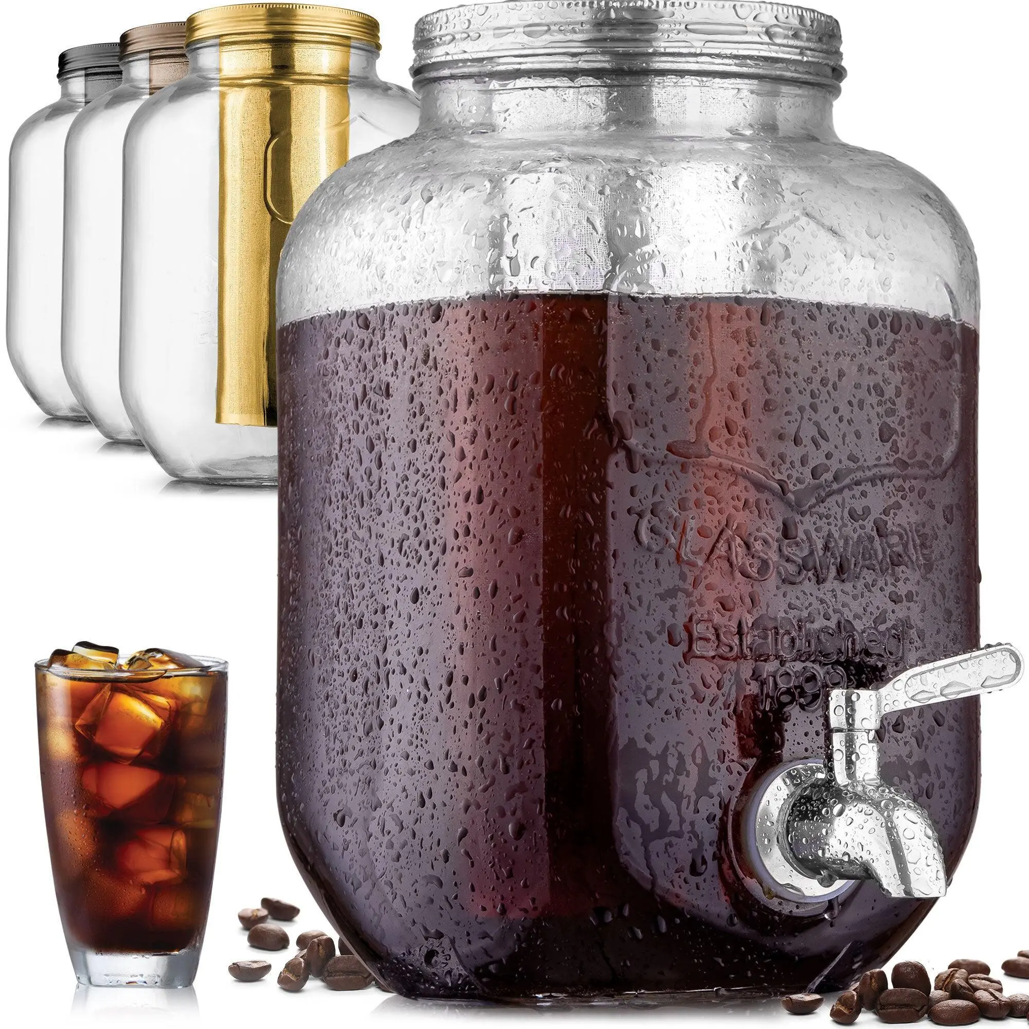 Zulay Kitchen 1 Gallon Cold Brew Coffee Maker - Large Iced Tea Pitcher with Thick Glass & Stainless Steel Infuser, Airtight Lid & Spout Zulay Kitchen 1 Gallon Cold Brew Coffee Maker - Large Iced Tea Pitcher with Thick Glass & Stainless Steel Infuser, Airtight Lid & Spout