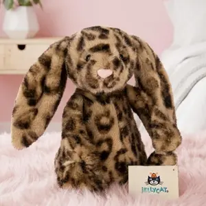 Jellycat Cobblehop Leopard Bunny Stuffed Plush, Cute Bunny Doll, Cozy Gift for Her, Collectible Gift with Dust Bag, NWT