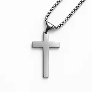 Unisex Silver Stainless Steel Cross Necklace Set with 2 Chains - Polished Silver Tone, Tarnish-Resistant, Interchangeable Chains, Classic Cross Pendant