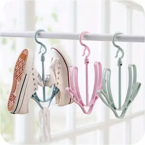3-Piece Random Color Shoe Drying Rack Set, Creative Windproof Dual Hook Design, Multi-Functional Clothes Hanger for Balcony Storage, Space Saving Hanger