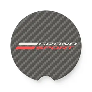 Corvette Grand Sport Soapstone Car Coaster, Carbon Fiber Design,