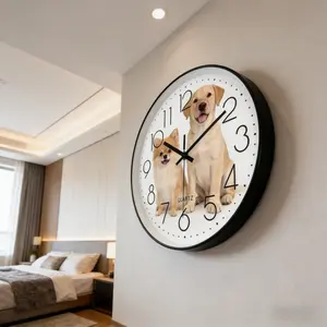 Adorable Puppy Wall Clock, Silent Quartz Clock for Living Room & Bedroom, Simple Cartoon Design Home Decor, Digital Clock