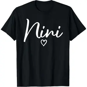 Nini Gifts For Women Grandma Heart Mother's Day Nini T-Shirt Made in USA