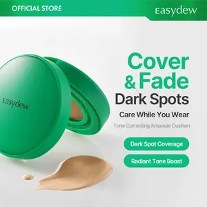 Easydew Mela B Toning Ampoule Cushion - Official Product 2-in-1 Korean Skincare & Makeup with EGF, Niacinamide & Hyaluron-Vital C - Smooth Full Coverage Foundation - 10 Shades Available | SummerVibes