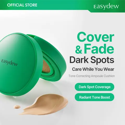 Easydew Mela B Toning Ampoule Cushion - Official Product 2-in-1 Korean Skincare & Makeup with EGF, Niacinamide & Hyaluron-Vital C - Smooth Full Coverage Foundation - 10 Shades Available - Olive Young