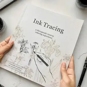 Ink Tracing and Reverse Coloring Book – Beginner Art Practice Pages with Thick Easy-Tear Paper for Relaxing Drawing and Frame-Ready Decor