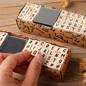 Wooden Alphabet & Number Stamp Set, DIY Scrapbooking Stamp, Office Stationery & Supplies for Students, School Supplies