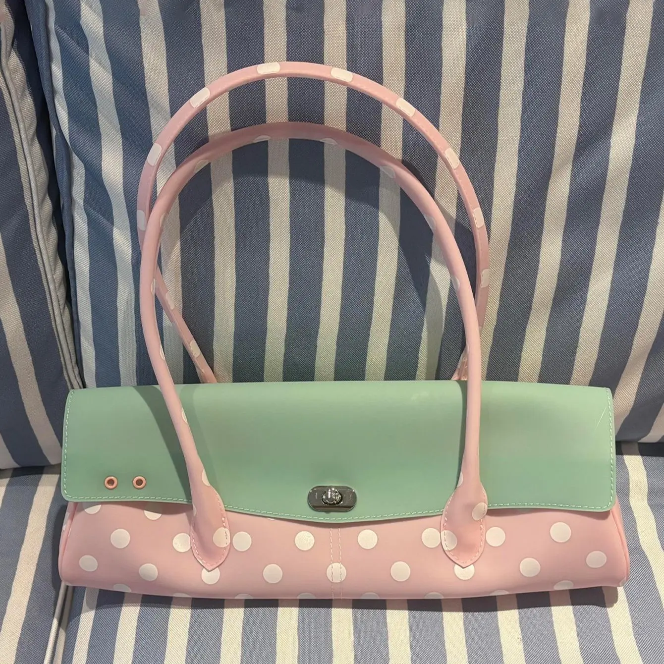 New Style Polka Dot Retro Strawberry Jelly Bag, Shoulder Baguette Bag, Sweet Underarm Handbag