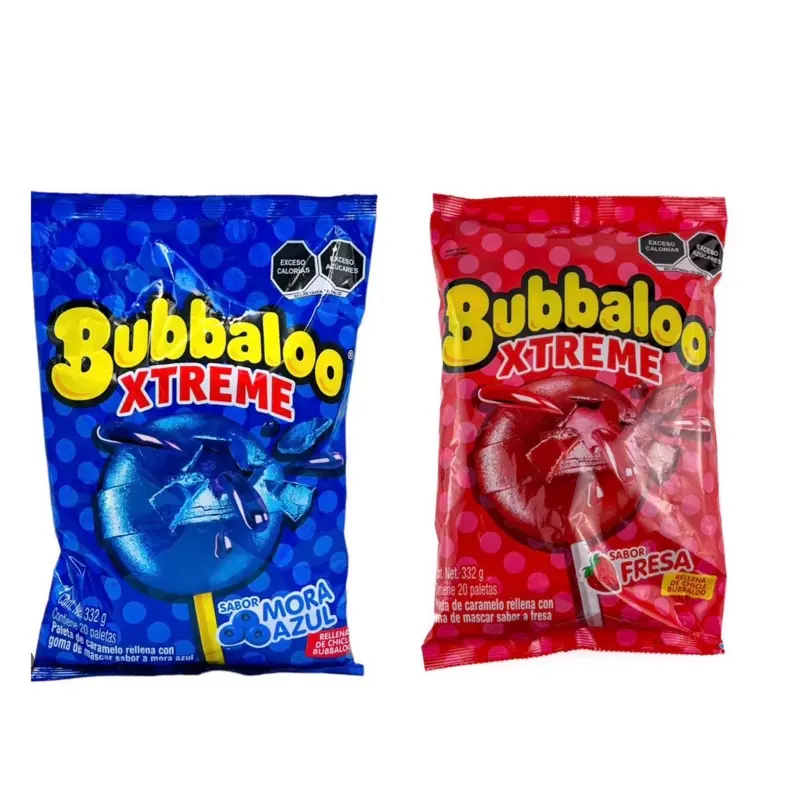 Bubbaloo Xtreme Paletas 20pack ( Mora Azul, Fresa)