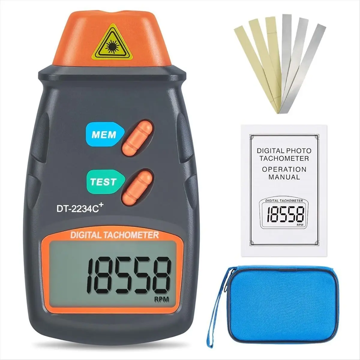 Digital Laser-Photo Tachometer Non Contact RPM Tach, Noncontact Laser-Photo Sensor with 2.5RPM to 99999 RPM