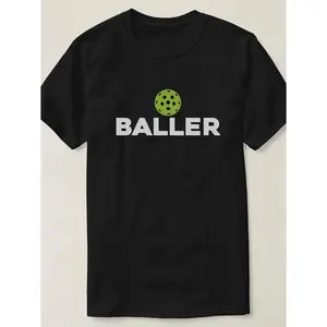 Men's Black Baller Graphic T-Shirt - Fun Pickleball Design, Short Sleeve, Machine Washable