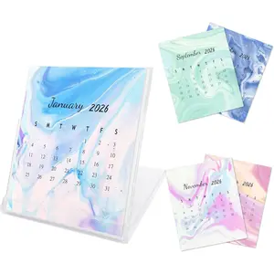 Mini Desk Calendar 2026, 12 Months Tie Dye CD-Style Desk Calendars, Runs From January 2026 Until December 2026, Small Desktop Calendar For  Office, Christmas Or Birthday Gifts For Women -05