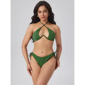 Cider Halter Underwire Criss Cross Tie Side Bikini Set