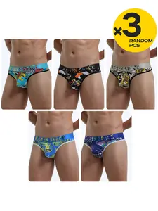 2/3/4 Pcs Random Color Men's Wide-Band Thong Briefs, Tropical Print & Breathable Mesh, T-Back Hip Lift Bikini Style, Fashion Body Shaping Underwear for Home & Fitness