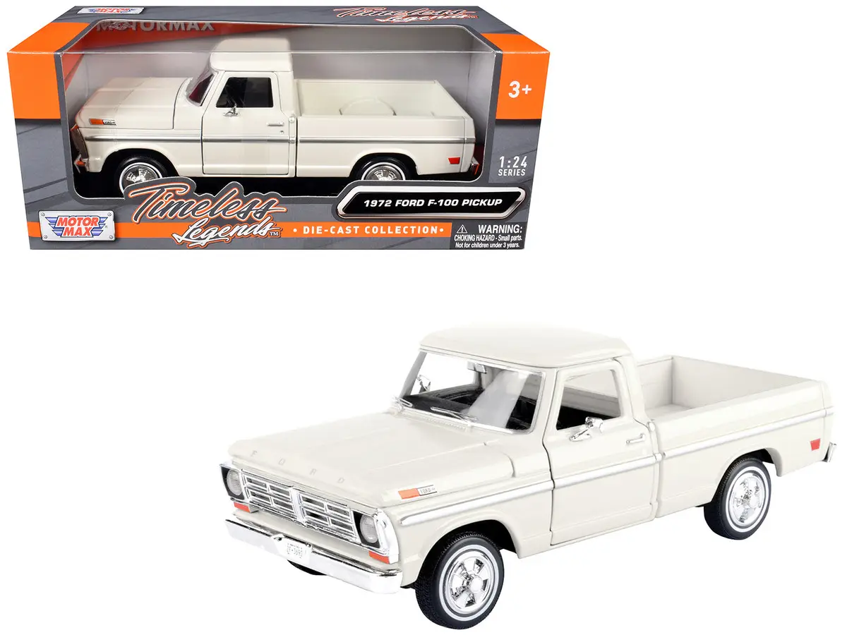 Motormax 1:24 1972 Ford F-100 Truck White Diecast Model Car