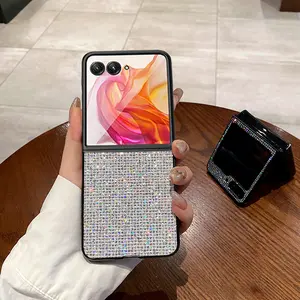 Luxury Sparking Flash Solid Color Back Cover For Motorola Razr 60 50 40 Ultra 2025 + 2024 Sequin Shiny Hard PC Bling Lattice Phone Case Protector