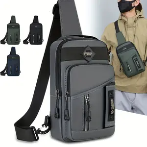 1pc Men's Outdoor Chest Bag, Fashion Crossbody Bag, Casual Multifunctional Sports Sling Bag