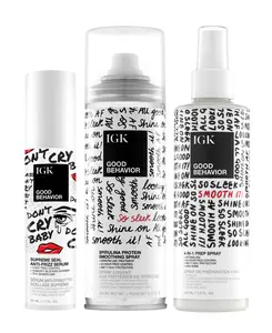 IGK SLEEKER-THAN-SLEEK BUNDLE | Good Behavior 4-in-1 Prep Spray + Good Behavior Smoothing Spray + Good Behavior Supreme Seal Smoothing Serum | 473ml | 16 oz