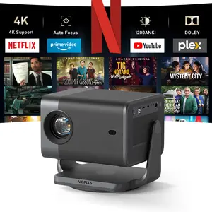 VOPLLS Projector, Netflix Officially Certified Portable Projector with 1200 Lumens, Auto Focus & Keystone, Native 1080P & 4K Support, 3D Dolby Sound, WiFi & Bluetooth, Home Theater & Outdoor Movie Projector for HDMI/USB/Phone/PC (Black) Audio