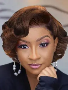 Women's 14 Inch Black Short Curly Bob Wigs for Summer 2024, Gorgeous Fluffy Wigs without Bangs, Synthetic Wigs for Party, Daily Use, Synthetic Machine Wigs