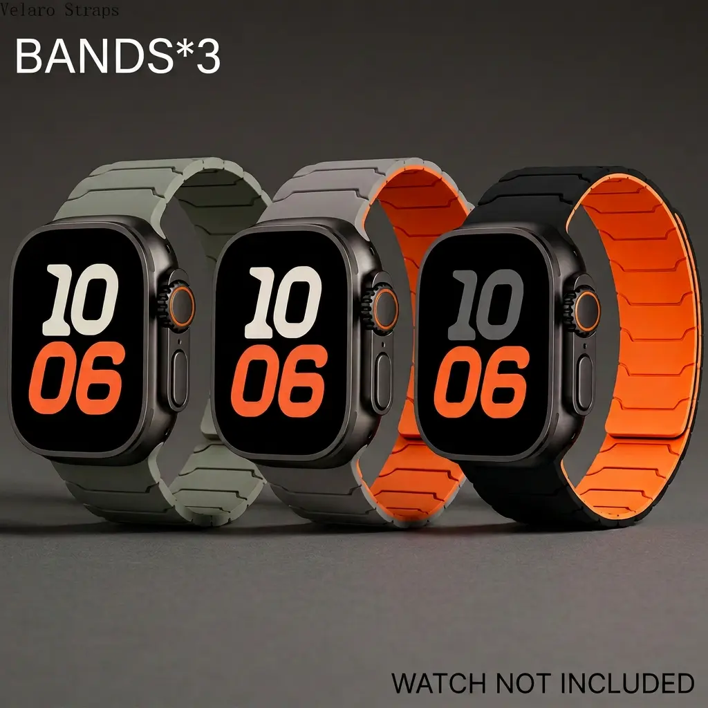 3 Pack Silicone Sport Bands Compatible with Apple Watch, Rugged Waterproof Replacement Straps, Soft Adjustable Wristbands for Men Women, Durable Fitness Watch Bands for Ultra 2 Ultra Series 11 10 9 8 7 6 5 SE