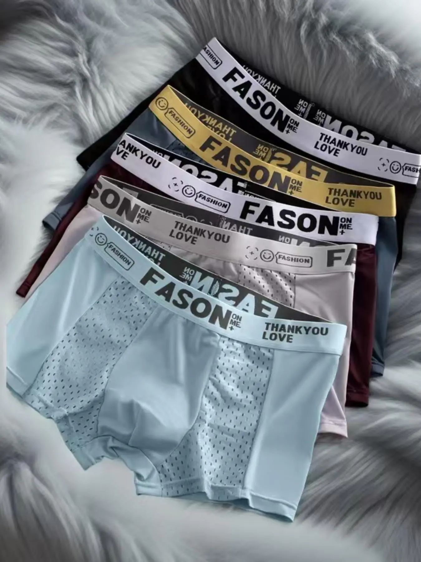 Men's Breathable Contrast Mesh Fabric Boxer Brief, Comfy Lightweight Underwear for Men, Casual Underwear for All Seasons