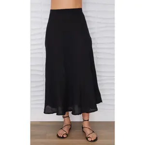 Crinkle Linen Midi Skirt