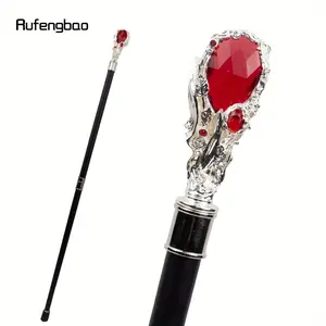Red Diamond White Cane Fashion Decorative Stick Gentleman Elegant Cosplay Cane Knob Crosier 95cm