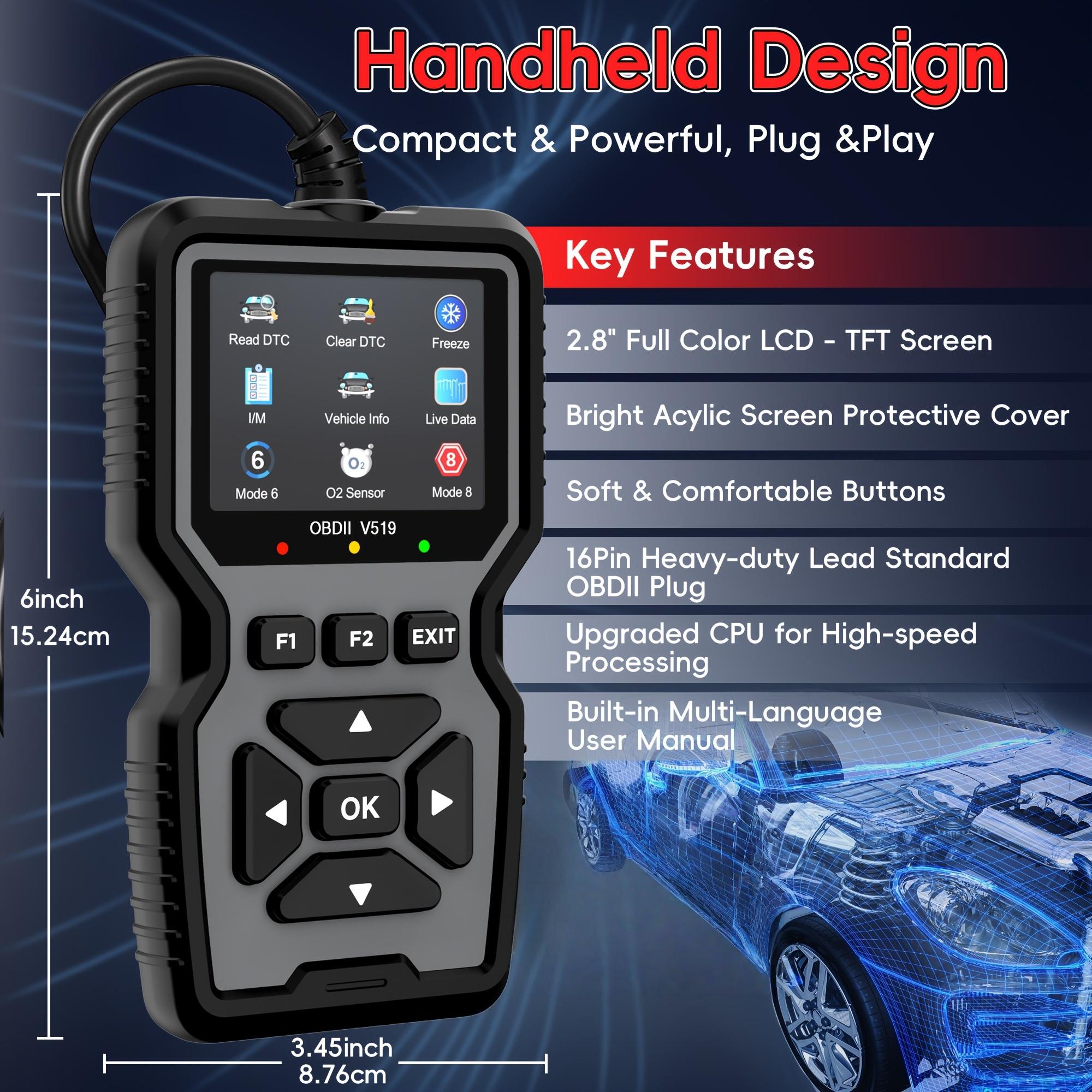 V519 New OBD2 Car Scanner Diagnostic Tool Code Reader, Car Voltage Tester, Engine Fault Code Scanner, Diagnostic Tool, Compatible with OBDII Protocol Vehicles.