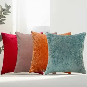 45x45cm Home Sofa Decorative Pillowcases Set, Dual-Sided Plain Color, 4 Pieces, Office Car Decoration, Invisible Zipper Design