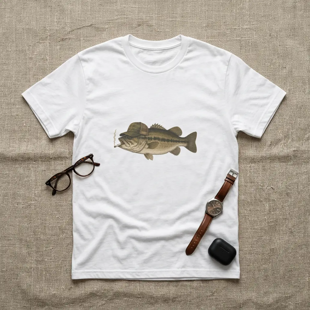 Largemouth Bass Fishing Shirt | Vintage Fish Graphic Tee for Men | Fisherman T-Shirt