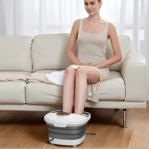 Foldable Portable Pedicure Foot Spa Bath Massager with Heat, Bubbles, Mini Acupressure Points, Temperature Control, Foot Spa Tub for Feet