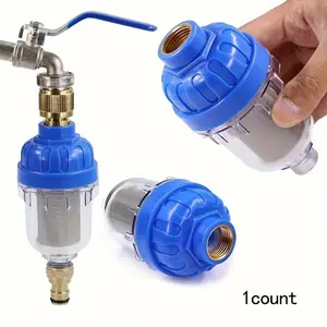 Tool-Free Install Water Faucet Filter with Clear View Window, Rust Sediment Scale Prevention, Compatible with Standard Faucets, Ideal for Lawn Pool Car Wash Protection