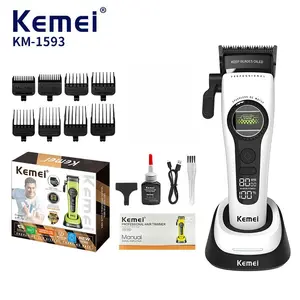 Professional Men's Hair Clipper Km-1593, Adjustable Speed 6000-8000 Rpm, USB Charging, Compact Design, Digital Hair Clippers, Ideal for Salons and Home Use, Rechargeable Hair Clipper, Cordless Hair Clipper