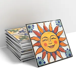 Bohemia Pattern Tile Sticker, Vintage Removable 3D Glossy Thickened Eva Foam Wall Sticker, Decorative Wall Sticker, Home Decor, Self-adhesive Wallpaper, Kitchen Decor Decals