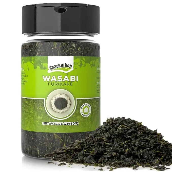 Snackathon Wasabi Furikake Rice Seasoning, 1.76 oz Jar, Real Wasabi Leaves | Sharp & Umami Wasabi Flavor, Japanese Furikake Toppings For Fried Rice, Ramen, Onigiri Rice Balls & More