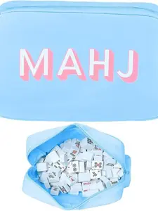 Large Capacity Mahjong Storage Bag Nylon Makeup Pouch Travel Cosmetic Bag Portable Handbag Waterproof Washable Organizer Travel Accessory, Casual Style, All Seasons