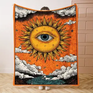 1PC Eye of the SunPrint Flannel Blanket Beautiful and Comfortable Warm Nap Blanket for Sofa, Bed, Office, Car, Camping Travel Blanket, Home Decoration - Four Seasons Gift