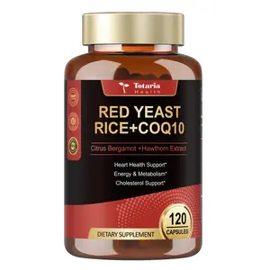 Totaria Red Yeast Rice with CoQ10 Supplement – Niacin-Free, Supports Cholesterol & Energy, 3rd-Party Tested, Vegan, Non-GMO Hawthorn Dietary