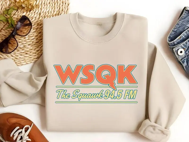 Retro 80s Radio Station Sweatshirt, Vintage Small Town Graphic Crewneck, Funny Sci-Fi Aesthetic Pullover, Unisex Cozy Fandom Sweatshirt, Retro TV Show Inspired Gift