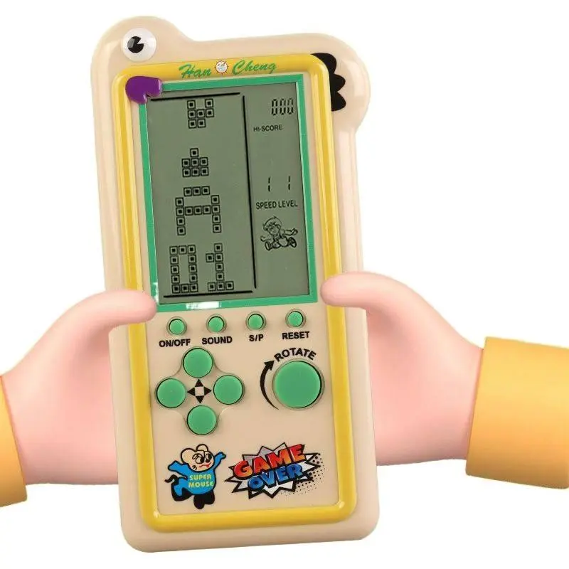 Nostalgic Tetris Handheld Video Game Console - Large Screen, High-Definition, Eye-Friendly, Educational, Durable, Button-Operated Device with Fiberglass Components for Kids
