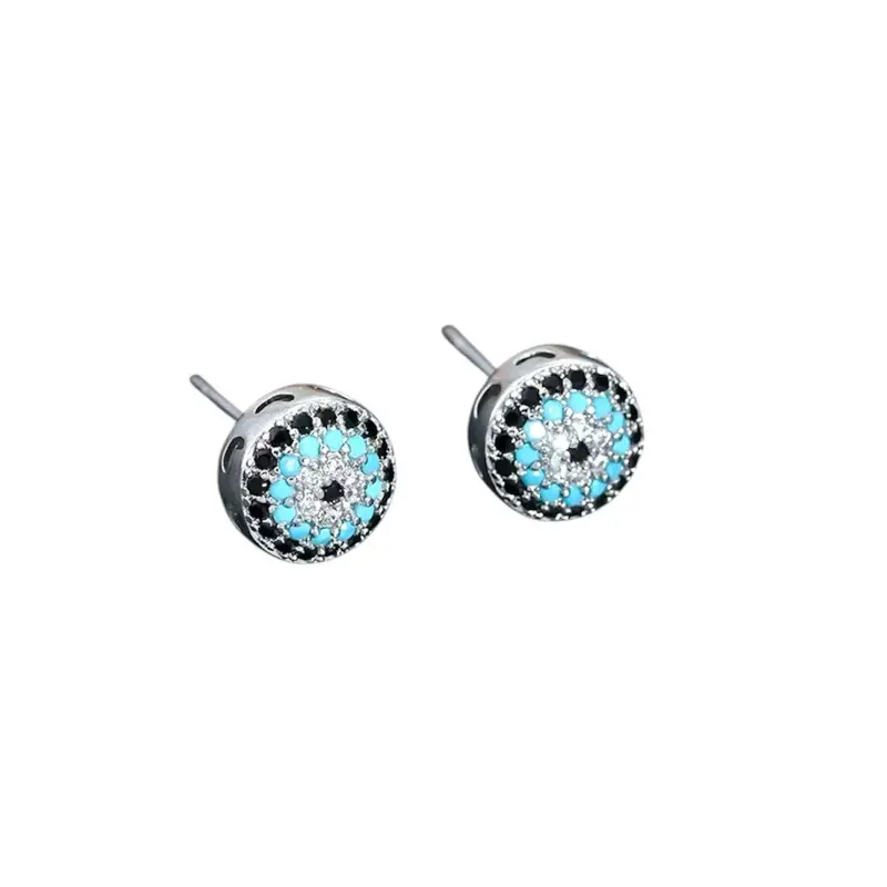 8mm Evil Eye Stud Earrings for Men Women Punk Hip Hop Streetwear Unisex Style