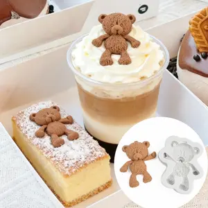 1 silicone teddy bear flipping sugar ice cream mold, sugar flipping silicone mold, bear shaped aromatherapy gypsum baking tool, chocolate decoration cake mold, drip glue mold