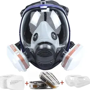 17 in 1 Full Face Respirator, Respirator Mask, Reusable Protective Face Cover with Adjustable Strap Widely Used in Organic Gas, Anti-Dust, Paint Sprayer, Chemical, Woodworking (Eye Protection)